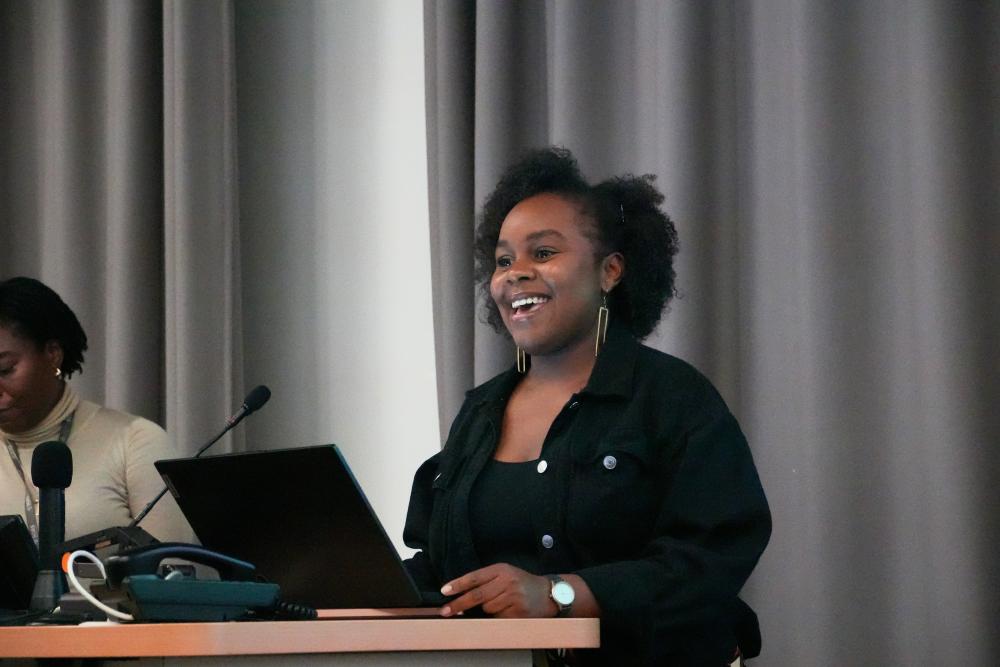 Rachel Mwangi presents her research at the 2024 JRSP Awardee Ceremony, October 2024.