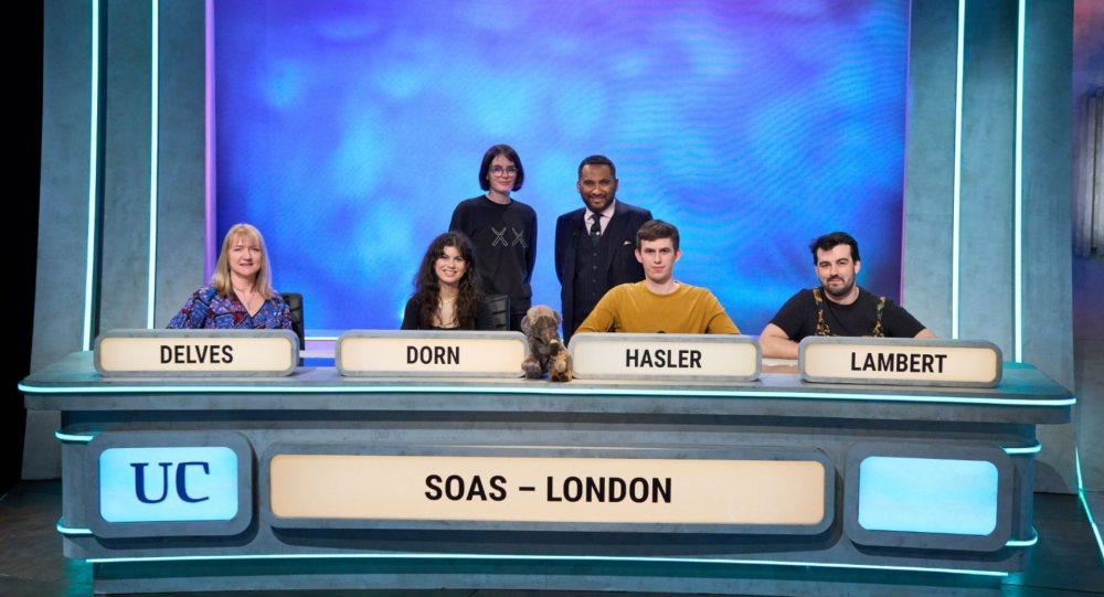 University challenge team in the studio