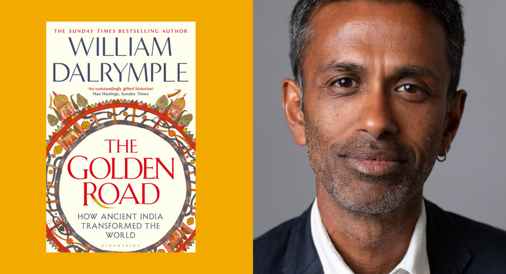 Somnath Batabyal headshot and cover of The Golden Road How Ancient India Transformed the World