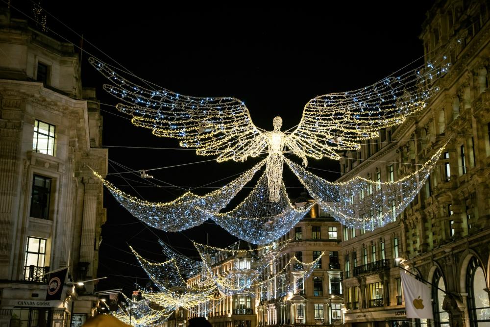 Christmas lights in London in the shape of an angel